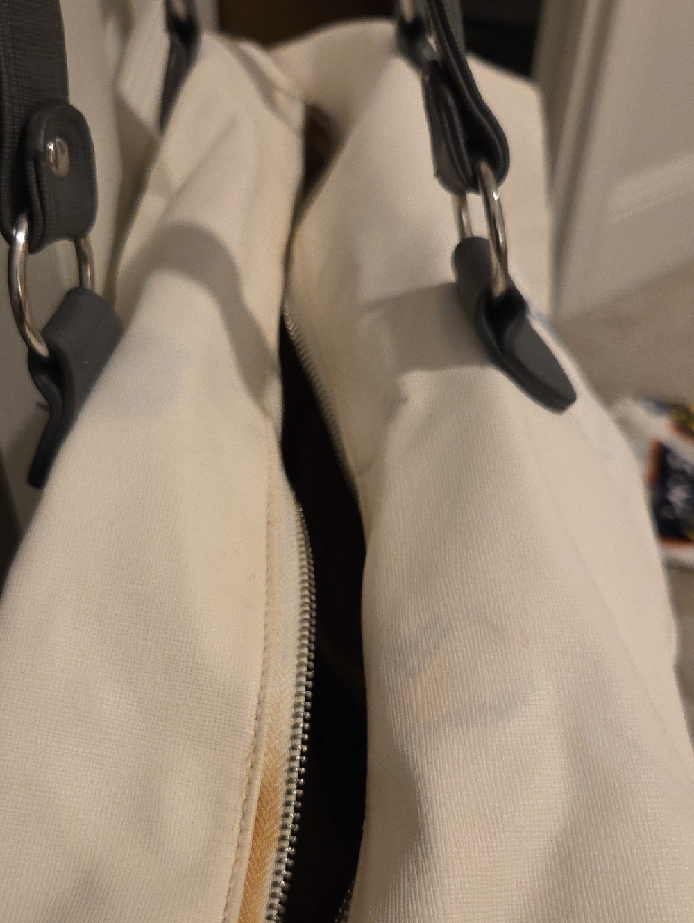Large Two-Tone Monogrammed Weekender Duffel Bag - Grey & Cream - Picture 3 of 8